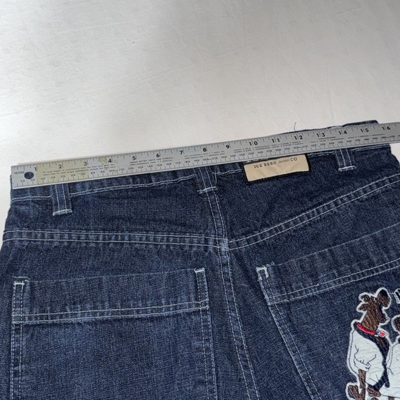 Vintage Iceberg History Jean Shorts Mens 32 Kung Fu Scooby Blue Dark Wash Skater - Picture 4 of 11